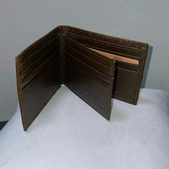 Bi-fold Genuine Leather Wallet- Brown - Picture 1 of 9